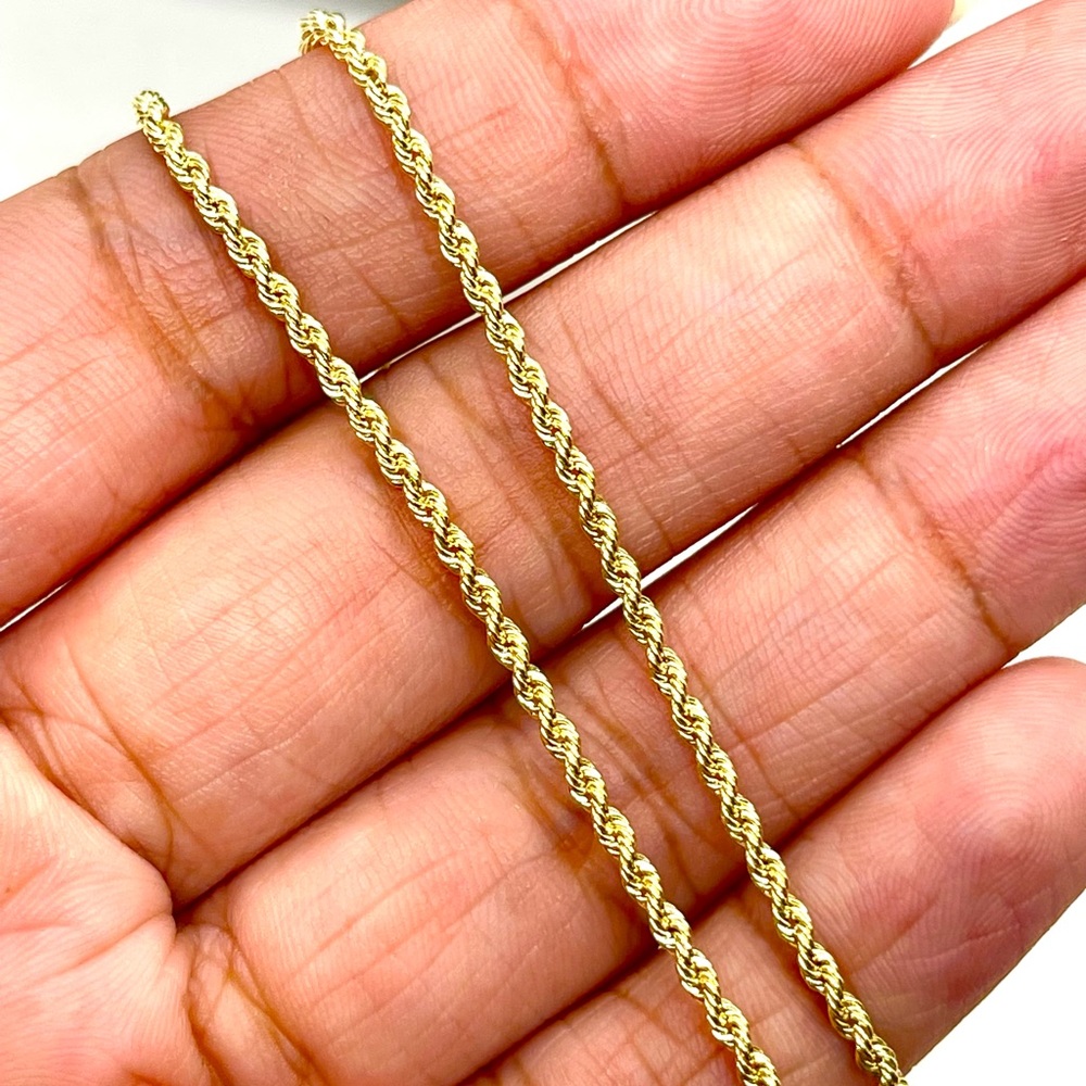 10K Gold Real Rope Chain Necklace